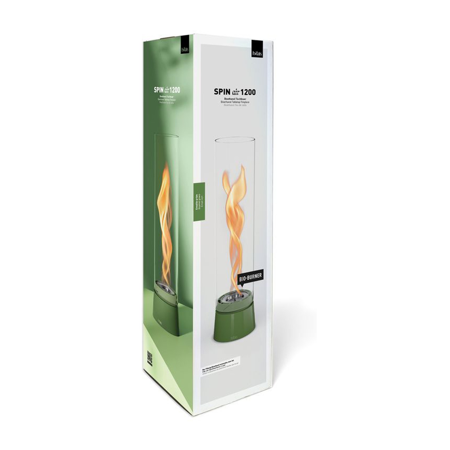 höfats SPIN air 1200 Tischfeuer Emaille grün + 1 Liter Bioethanol gratis