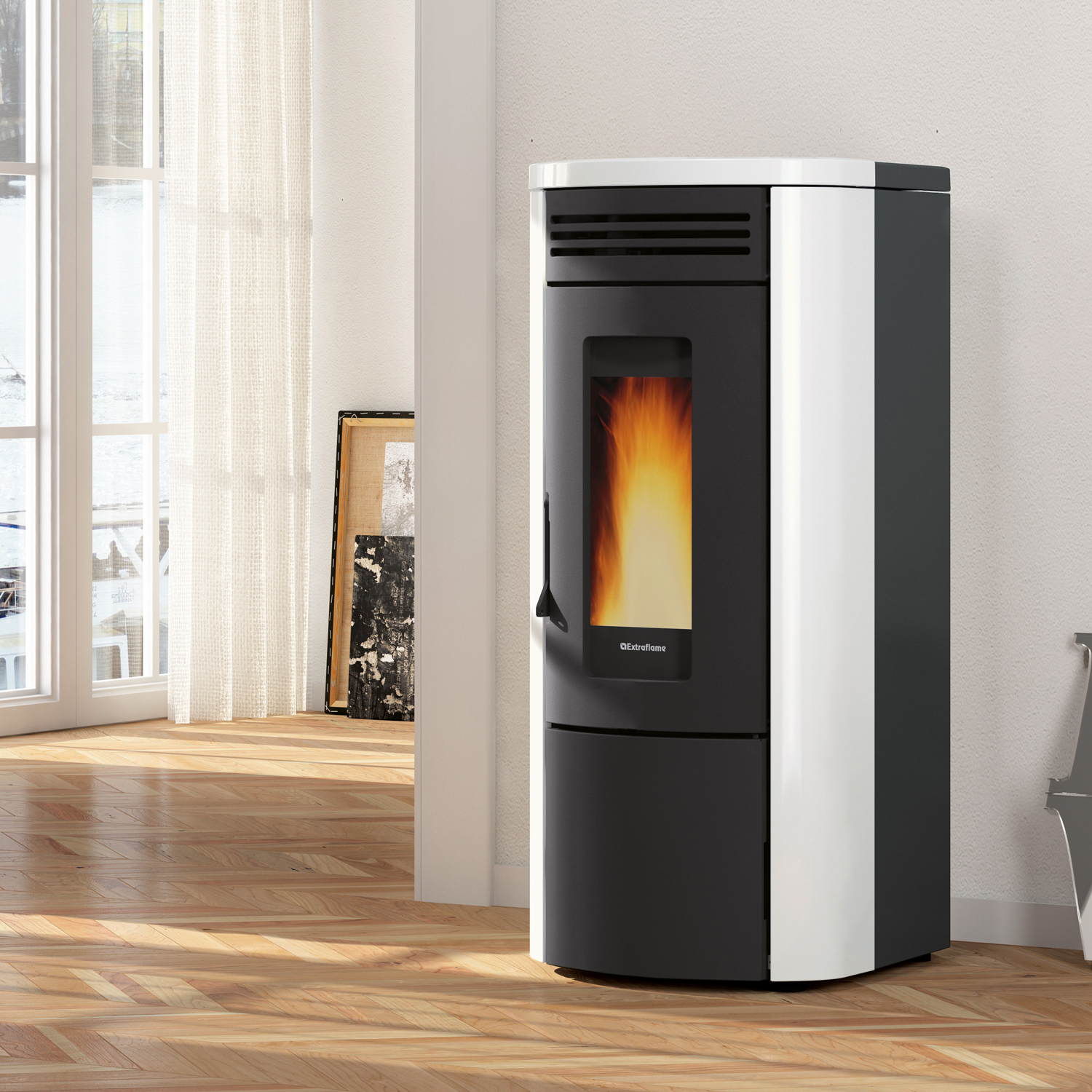 Extraflame Costanza Idro 16 wasserführender Pelletofen Weiß