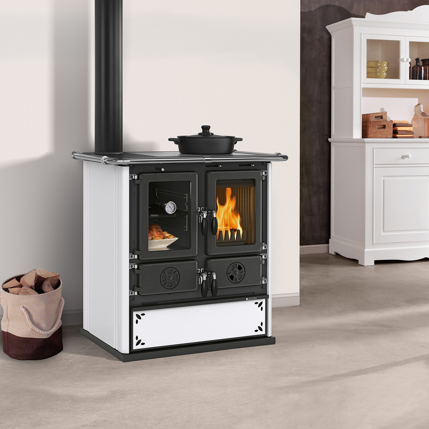 La Nordica Rosetta SX.16 Steel Küchenofen Stahl Weiss gesprenkelt