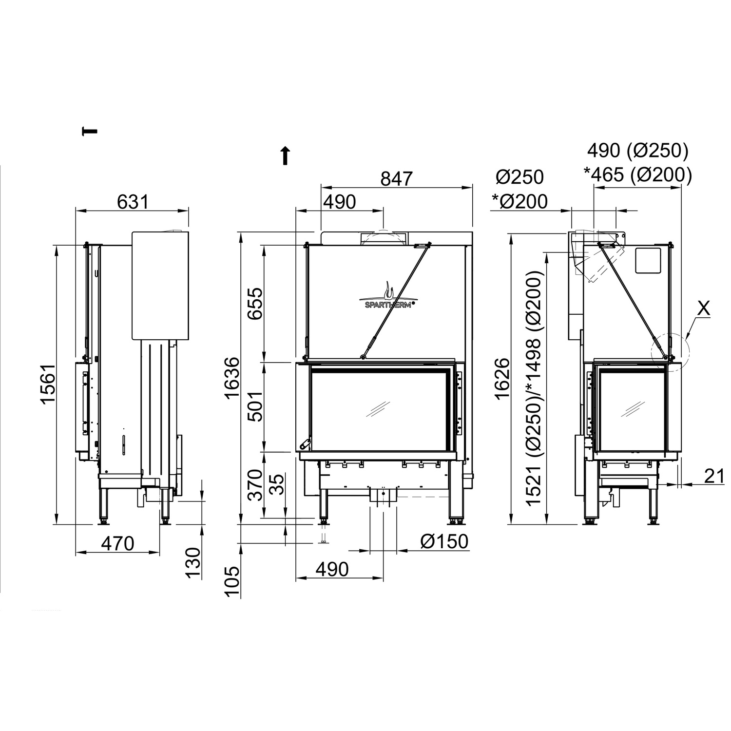 Spartherm Premium V-2L-80h Kamineinsatz 200 mm RR