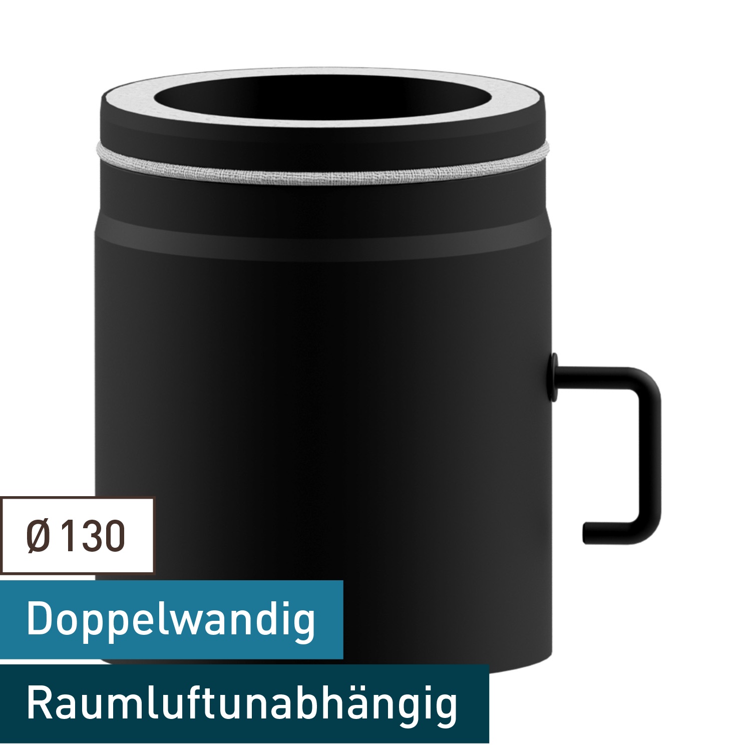 Raik Lifestyle DUO Rauchrohrbogen 130mm schwarz L: 250mm mit Drosselklappe für Rauchrohr / Ofenrohr