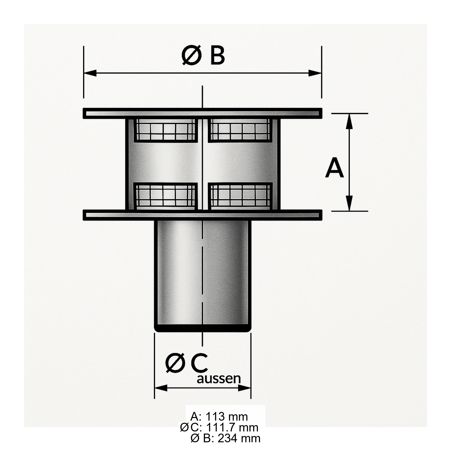 Schiedel PRIMA PLUS Regenhaube AntiSplash Deckel klappbar mit Funkenschutzgitter Ø113 mm einwandig glänzend