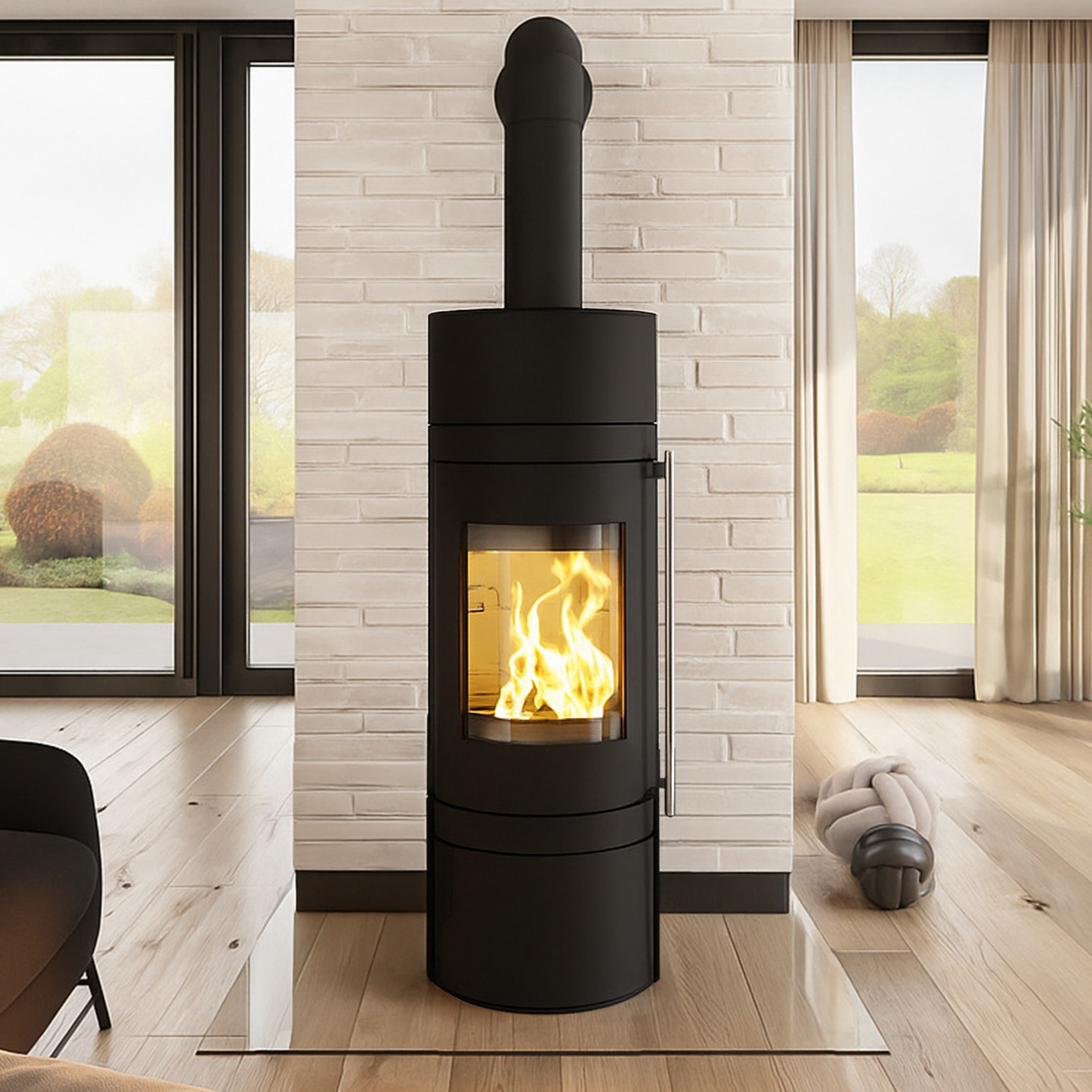 Haas+Sohn MENTON RLU Kaminofen ohne Holzsockel tief-schwarz
