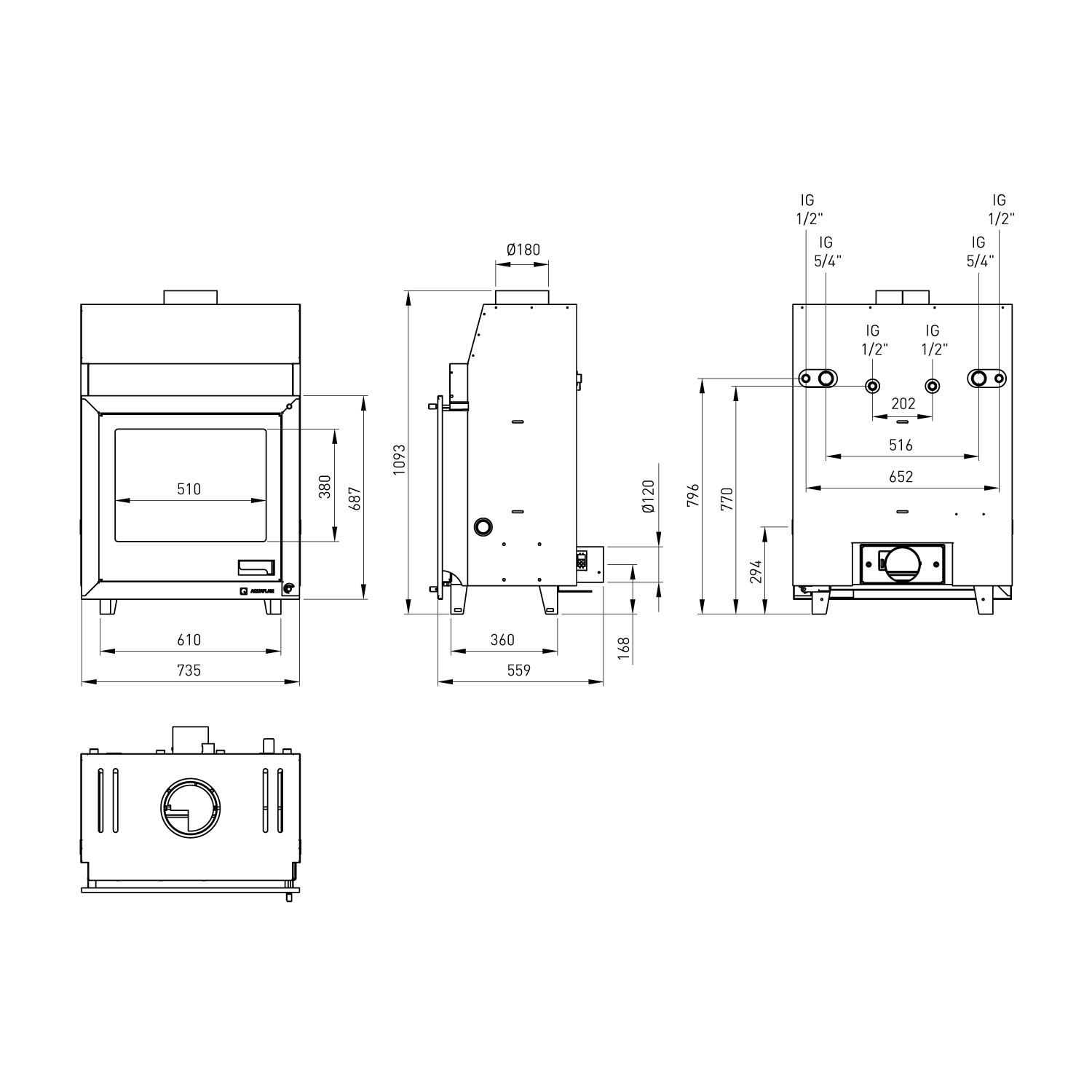 Aquaflam 25 Flat Basic Wasserführender Kamineinsatz Aquaflam 25 Flat Basic Wasserführender Kamineinsatz