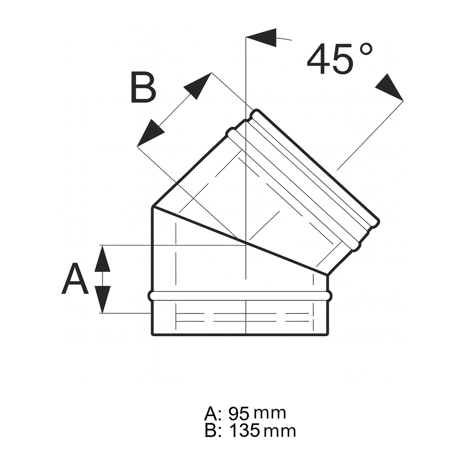 Schiedel ICS Bogen 45° Ø200 mm doppelwandig glänzend