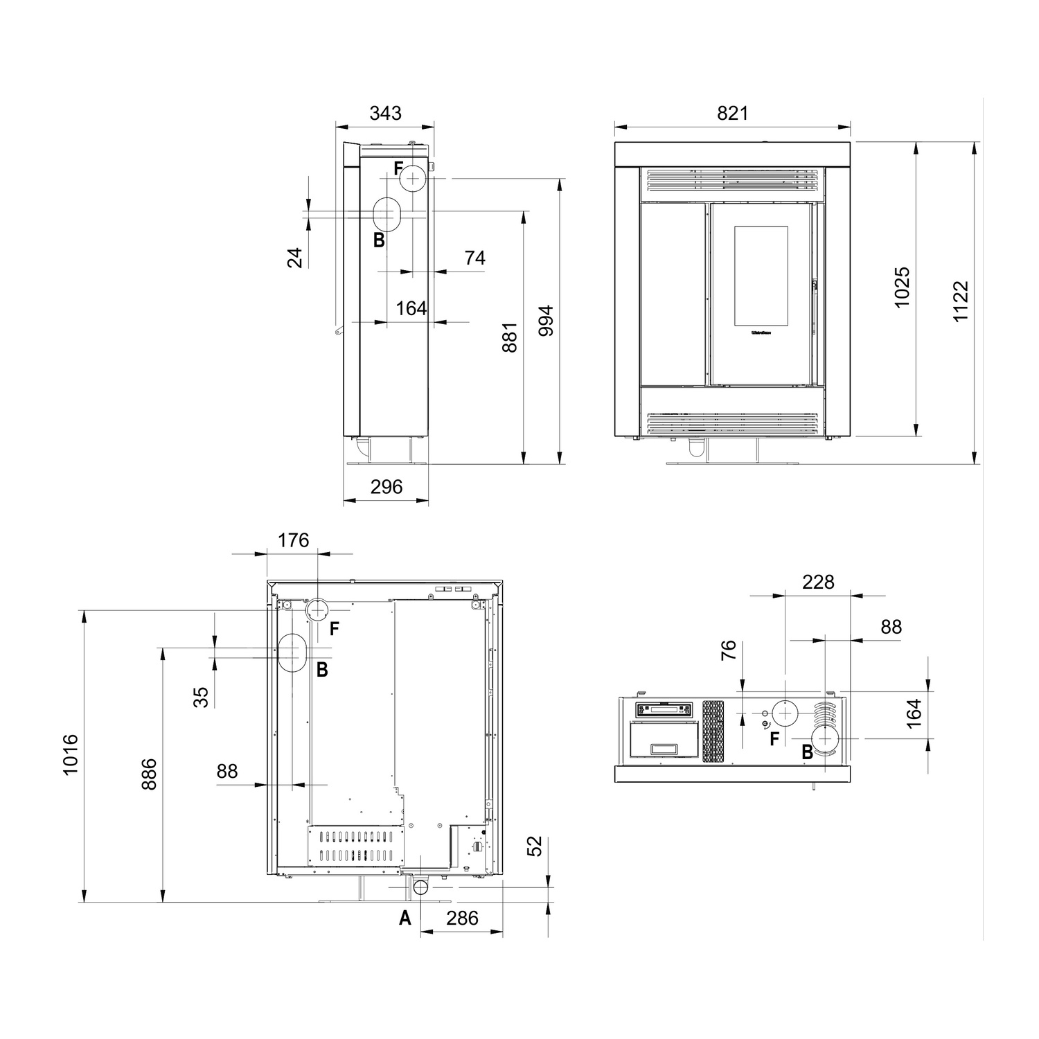 Extraflame SOUVENIR PLUS STEEL 5.0 - Bordeauxrot Pelletofen