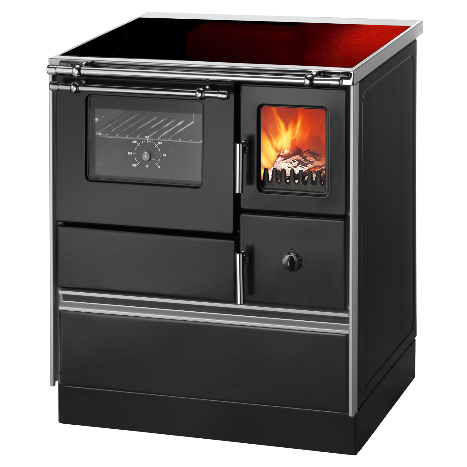 Westminster K 176 F/A 70 Style Küchenofen Schwarz, Glaskeramikplatte, Backfach links Westminster K 176 F/A 70 Style Küchenofen Schwarz, Glaskeramikplatte, Backfach links