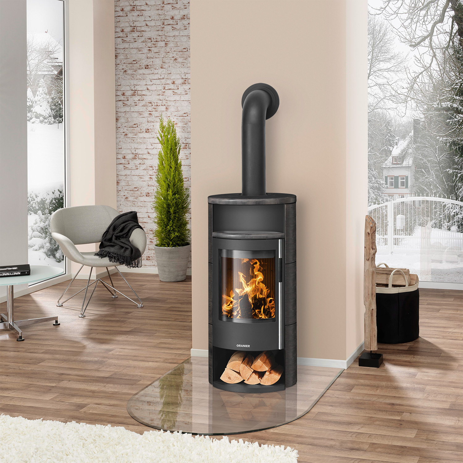 Oranier Polar Neo 6 Kaminofen Stahl Schwarz / Keramik Namib, DIBt