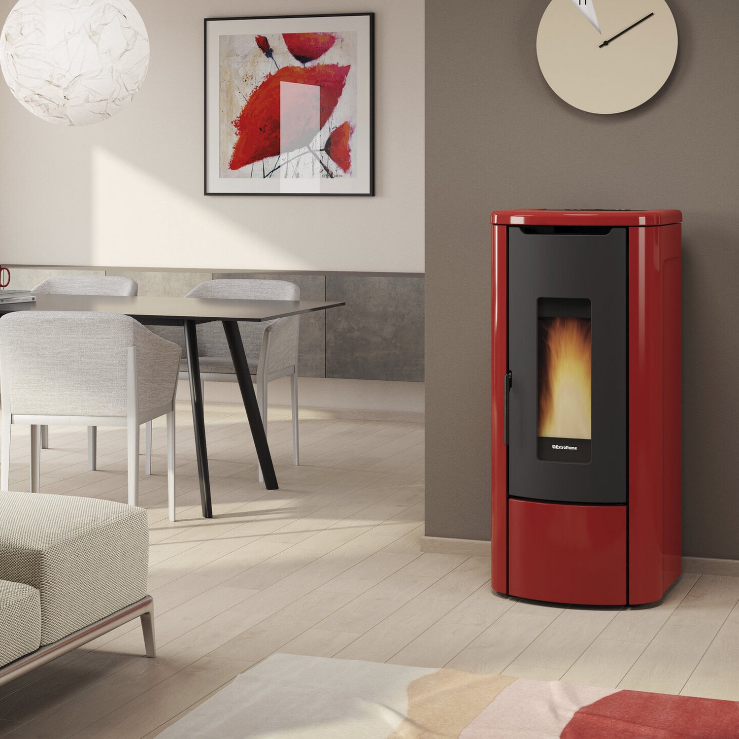 Extraflame ROSANNA IDRO 5.0 - Bordeauxrot wassergeführter Pelletofen EVOLUTION LINE