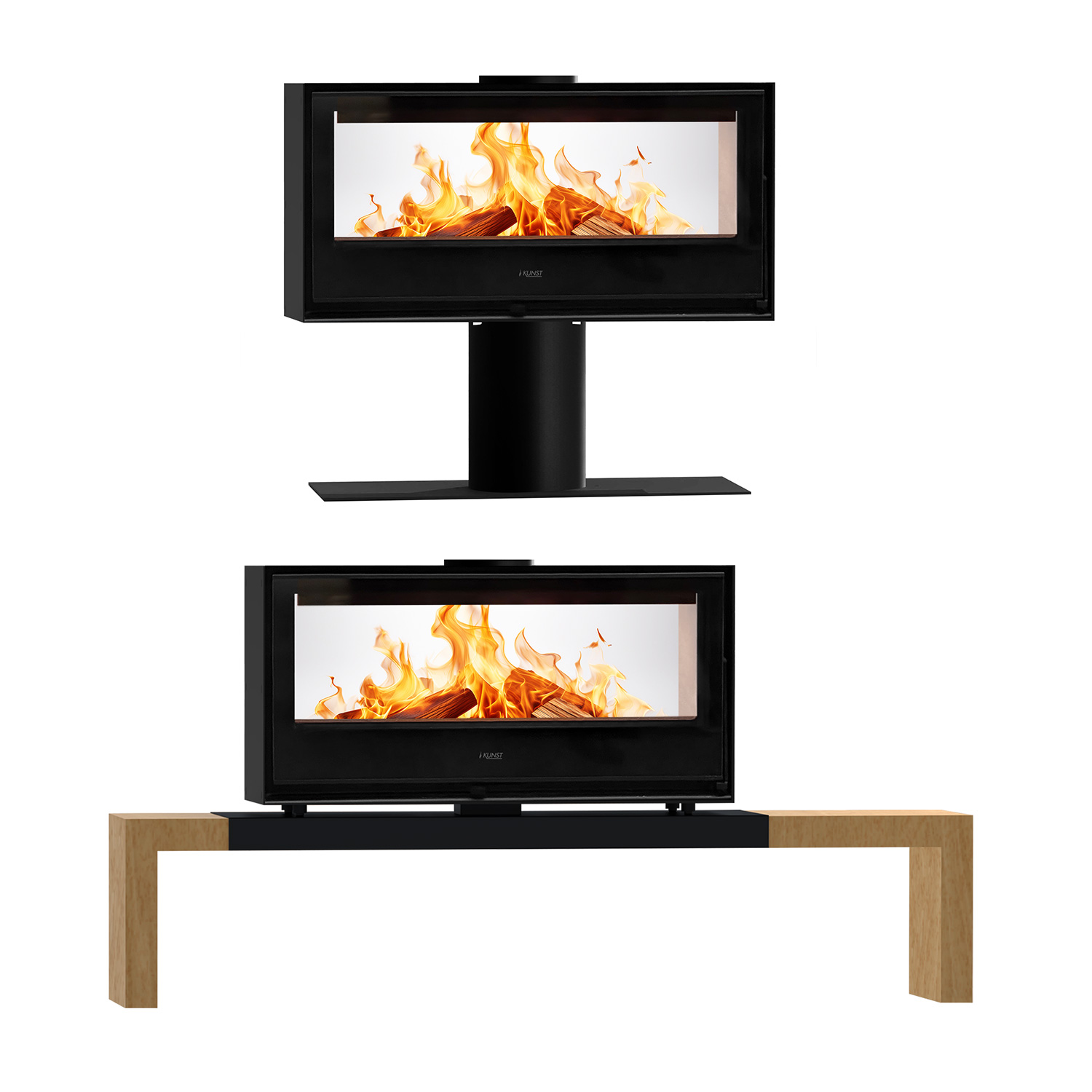 Kunst Stoves Vista Kaminofen mit Holzbank 115 cm