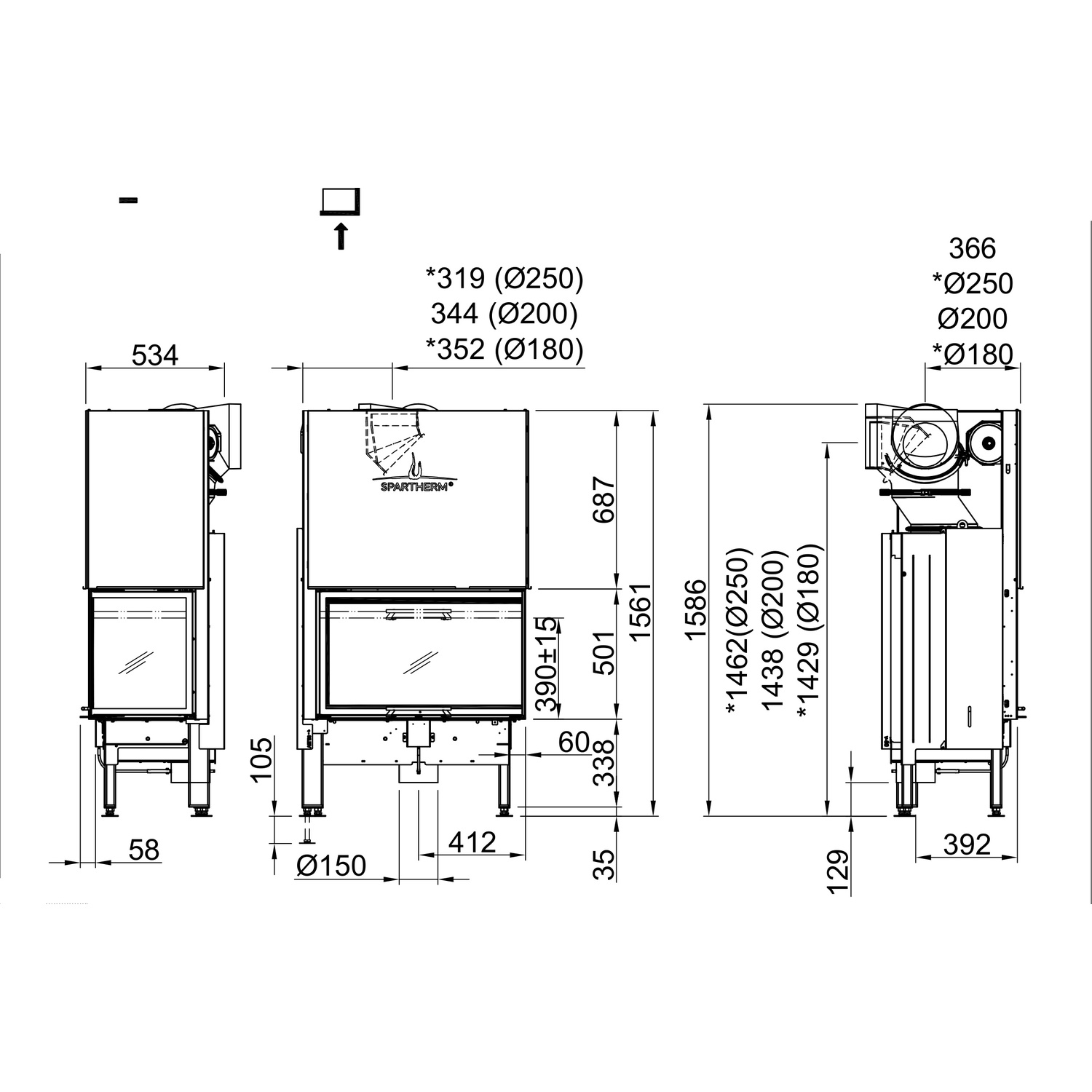 Spartherm Varia 2R-80h Kamineinsatz 200 mm