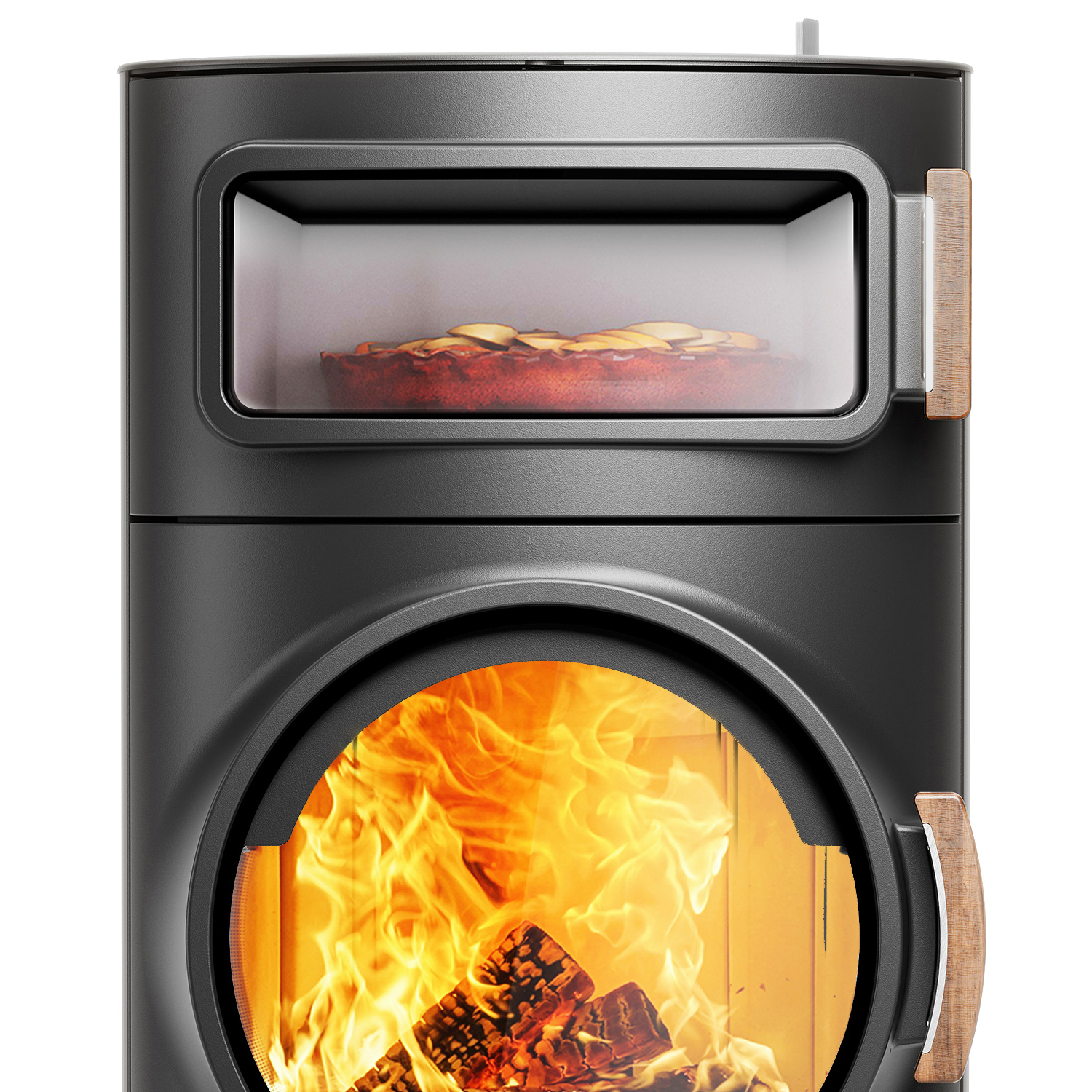 Austroflamm Clou Xtra Back Kaminofen Stahl Gussgrau + 1 m³ Kaminholz gratis
