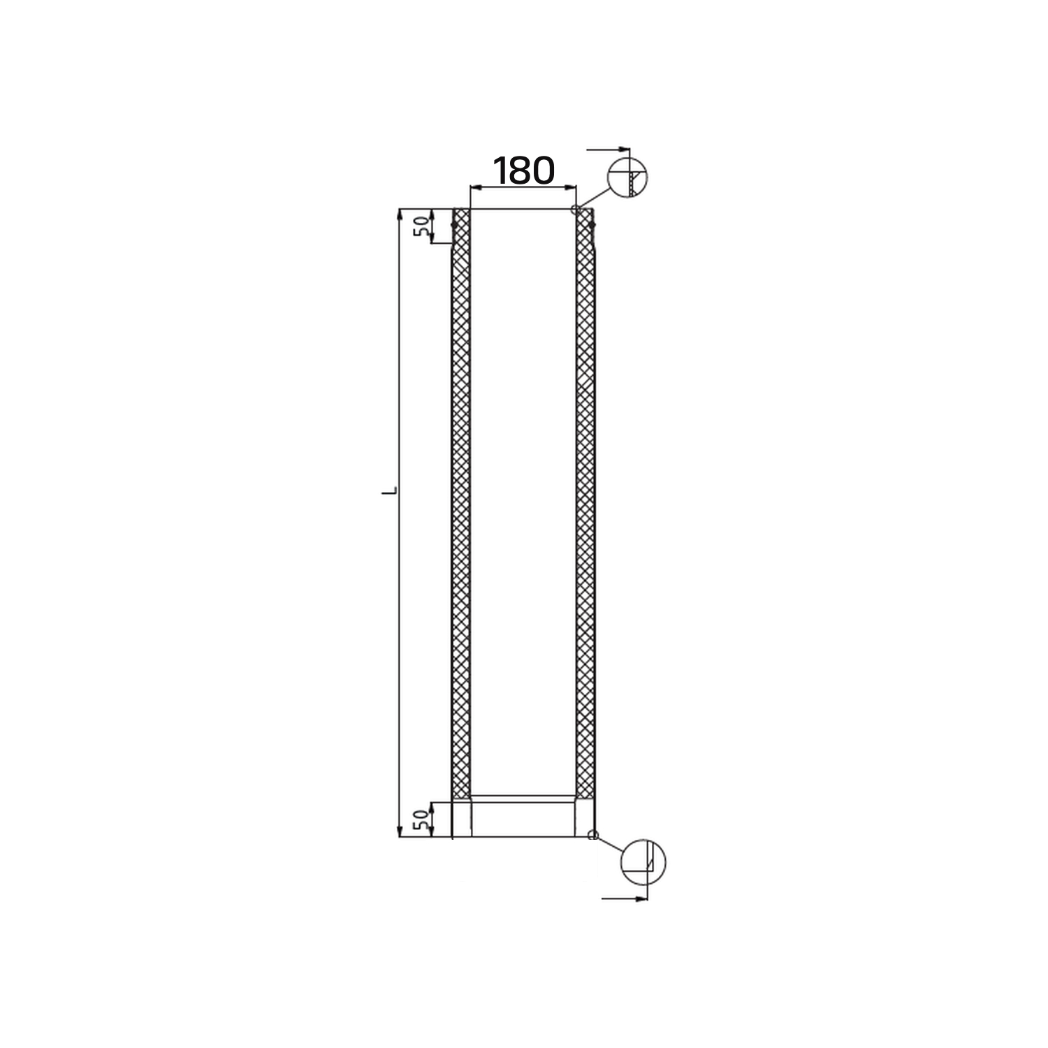 Raik Lifestyle DUO Längenelement 180mm schwarz L: 1000mm für Rauchrohr / Ofenrohr