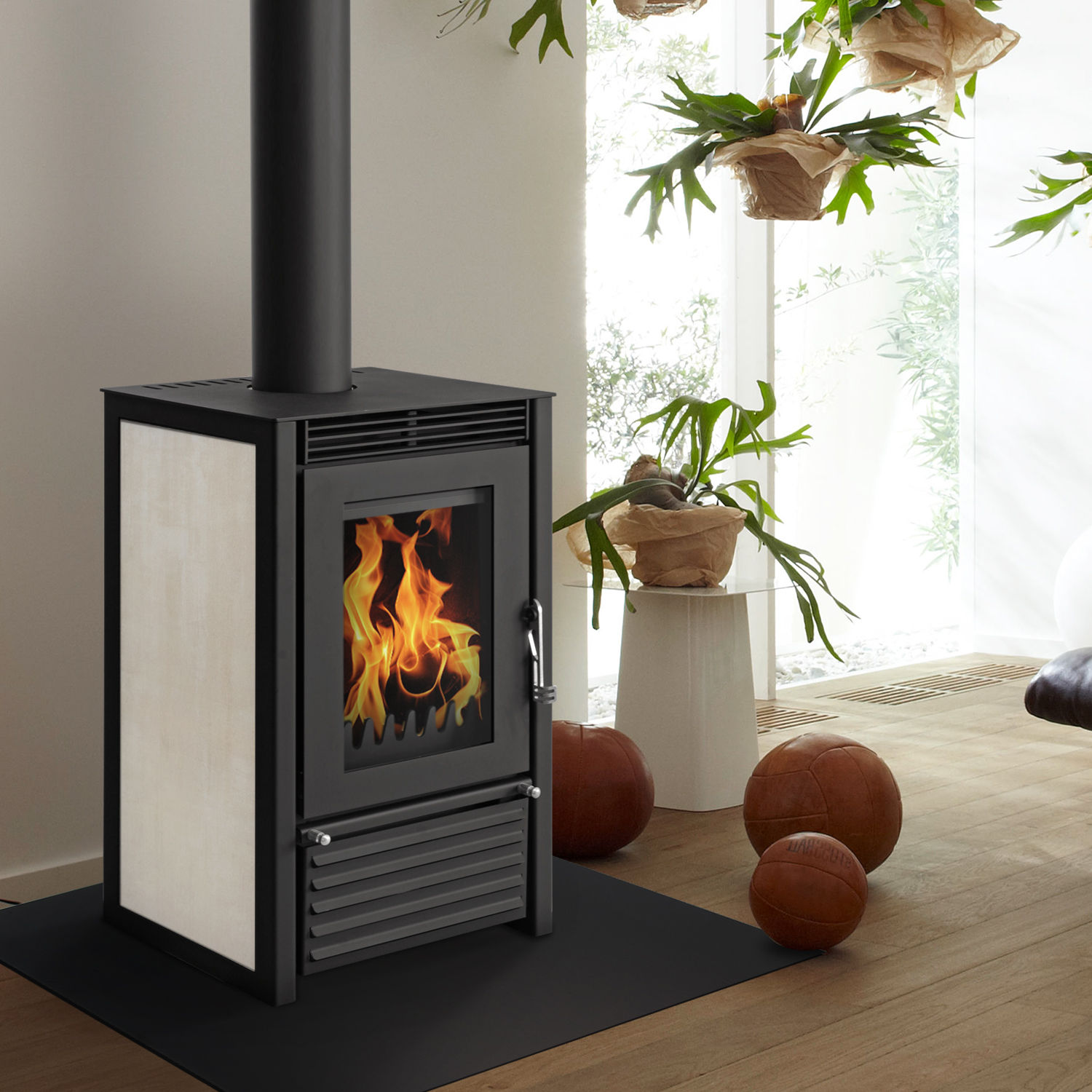 Kaminofen wasserführend Schmitzker Marbella Compact Keramik Beige