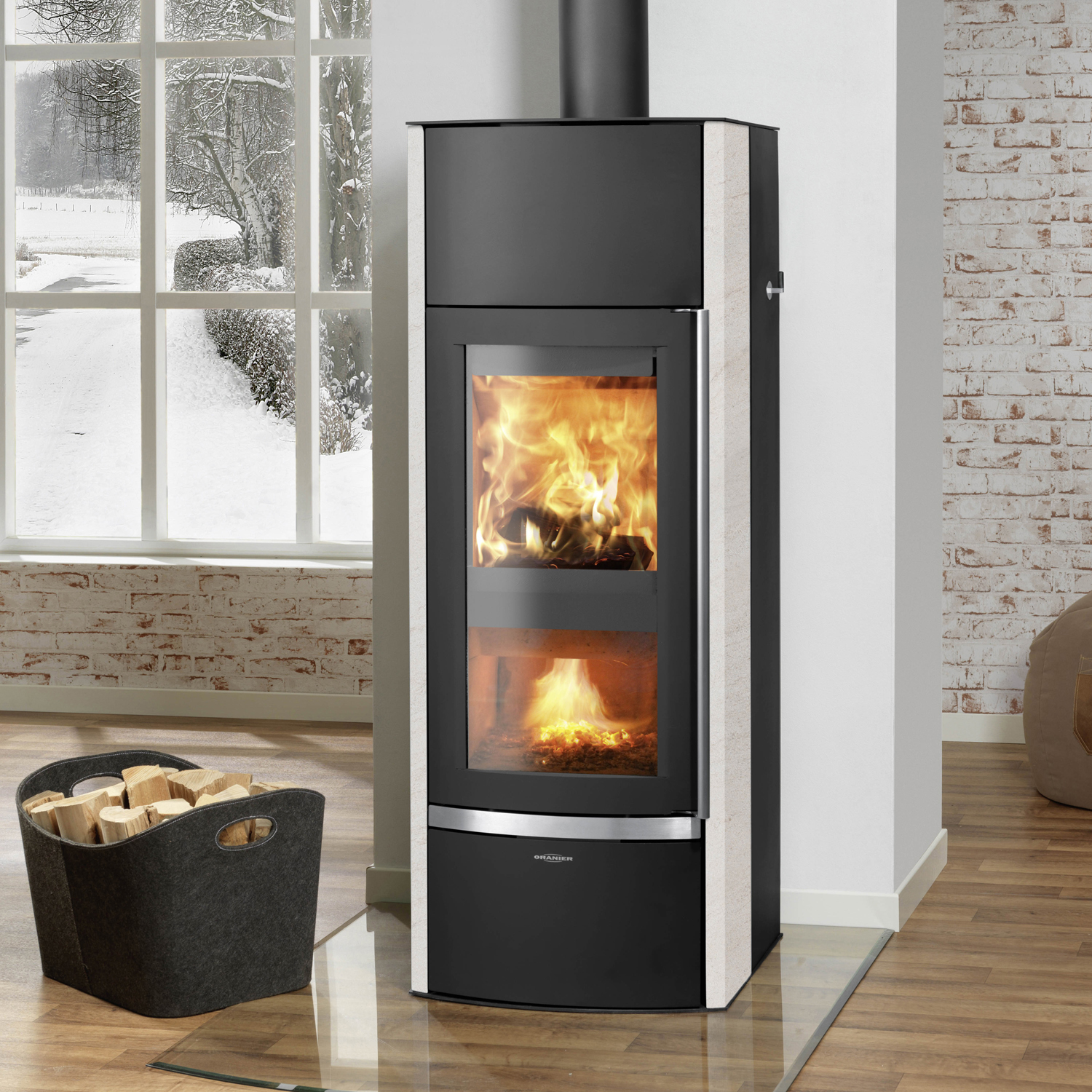 Oranier Hektos Aqua Wasserführender Holzvergaserofen Stahl Schwarz / Kalkstein Creme Oranier Hektos Aqua Wasserführender Holzvergaserofen Stahl Schwarz / Kalkstein Creme