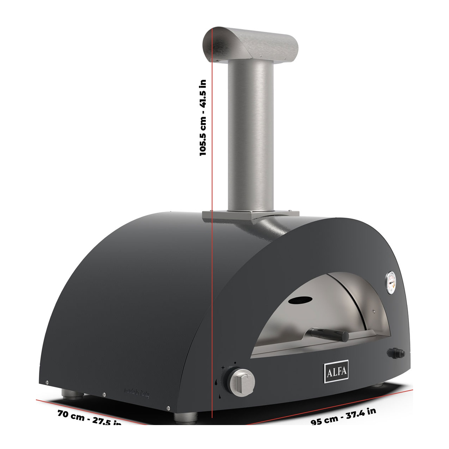 Alfa Moderno 2 Pizze Gas-Pizzaofen schiefergrau 50 mBar