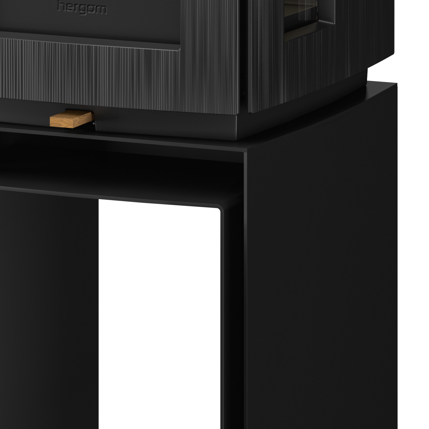 Hergom Glow Kaminofen Gusseisen Schwarz mit Bankerhöhung Hergom Glow Kaminofen Gusseisen Schwarz mit Bankerhöhung