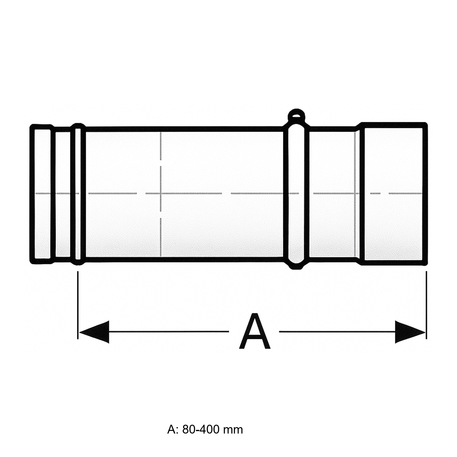 Schiedel PRIMA PLUS Rohrausgleichselement 80-400mm Ø180 mm FE/FU einwandig matt