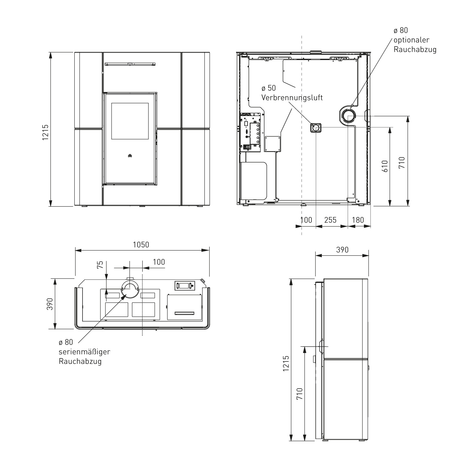 Edilkamin Blade H 23 Evo wasserführendender Pelletofen Keramik Beige inkl. Kit R-FX