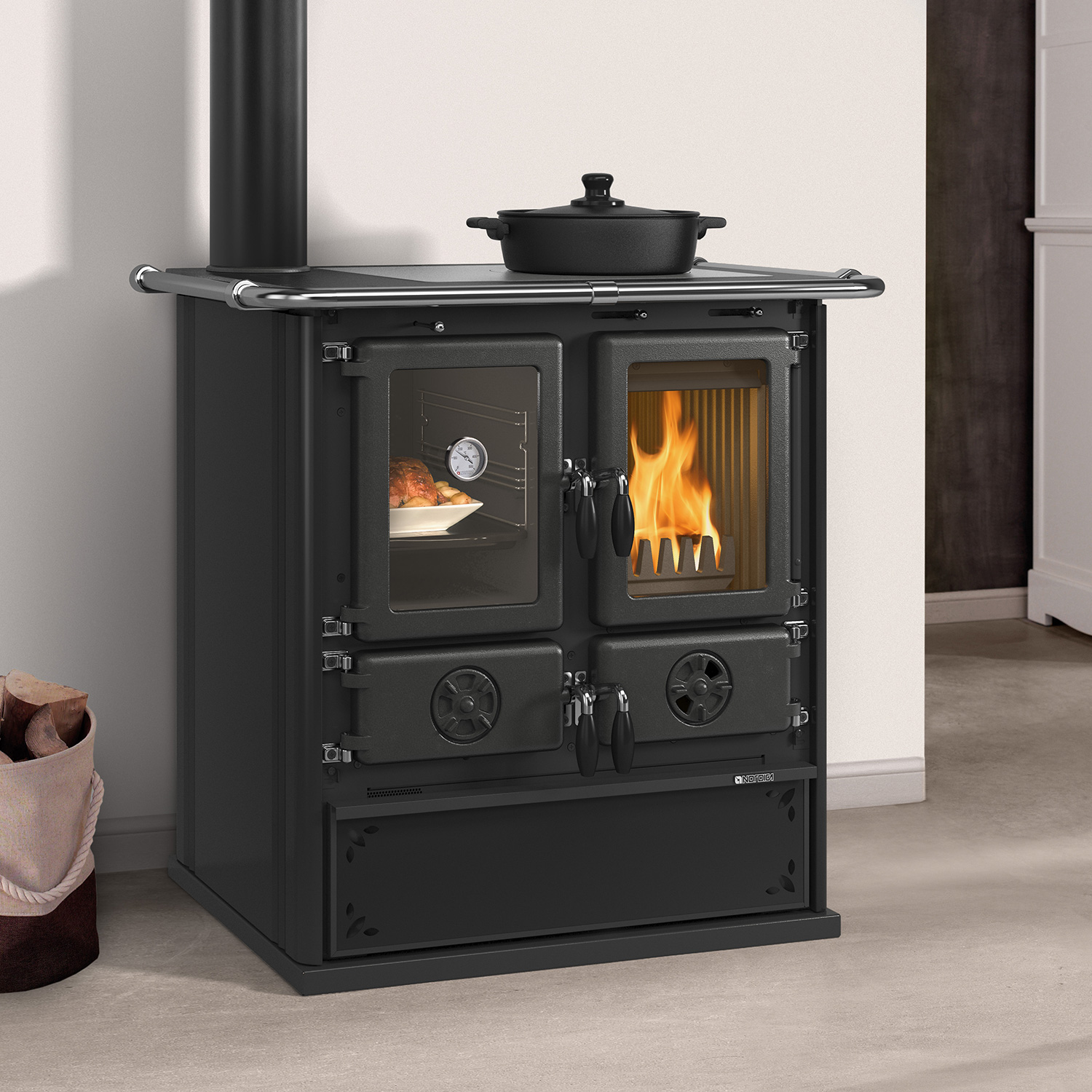 La Nordica Rosetta SX.16 Steel Küchenofen Stahl Anthrazit-Schwarz