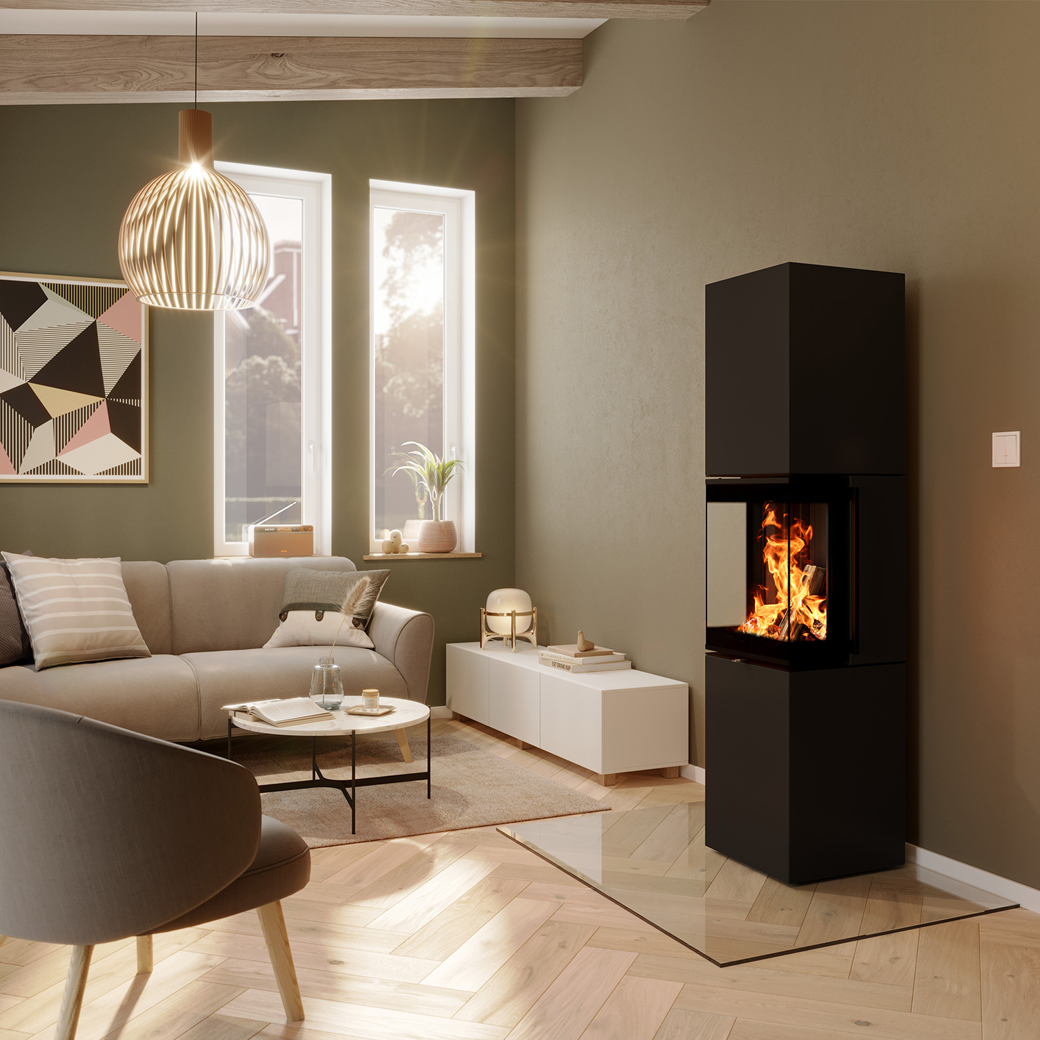 Spartherm Trico L steel RLU Kaminofen Nero