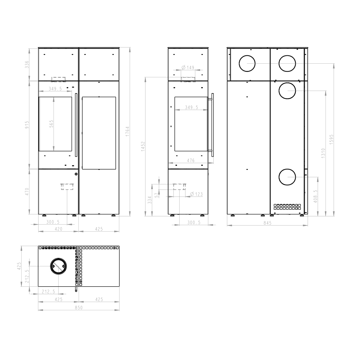 Olsberg Ipala Smart Compact Kaminofen Türanschlag links mit Holzregal und PowerBloc!-Aufsatz inkl. PowerBloc!