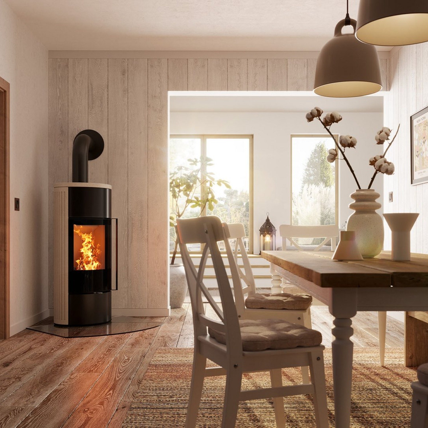 Spartherm Senso L klassik RLA Kaminofen Kalkstein Porto Blanco