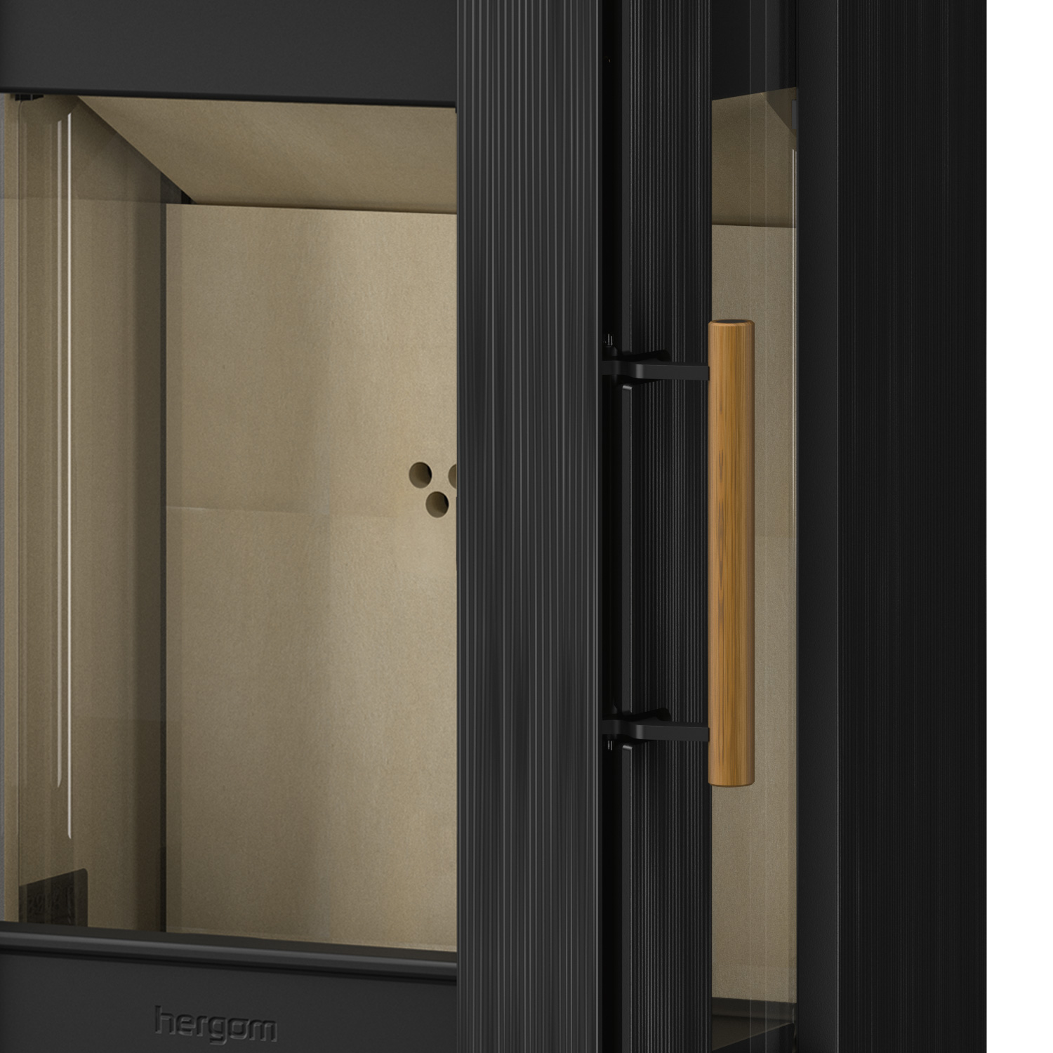 Hergom Glow Kaminofen Gusseisen Schwarz mit Holzlagerfach Hergom Glow Kaminofen Gusseisen Schwarz mit Holzlagerfach