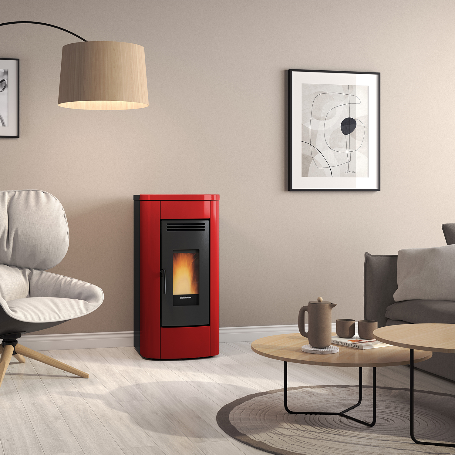 Extraflame Klaudia Plus Pelletofen Stahl Bordeaux