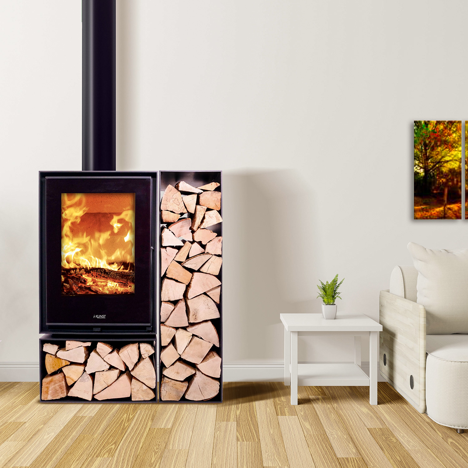 Kunst Stoves Ficus Kaminofen mit doppeltem Holzfach