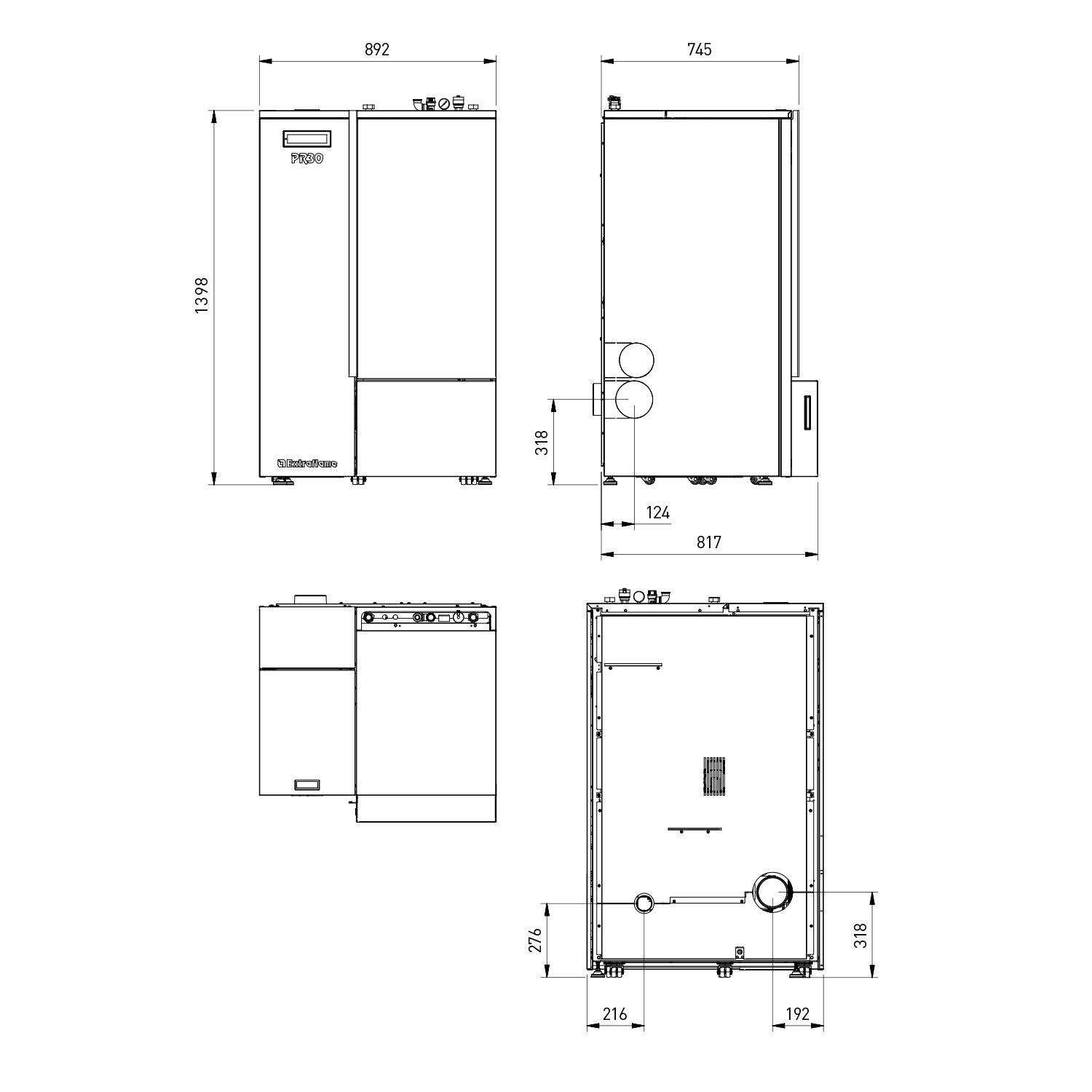 Extraflame Evolution Line PR30 Pelletkessel Stahl Weiss-Grau
