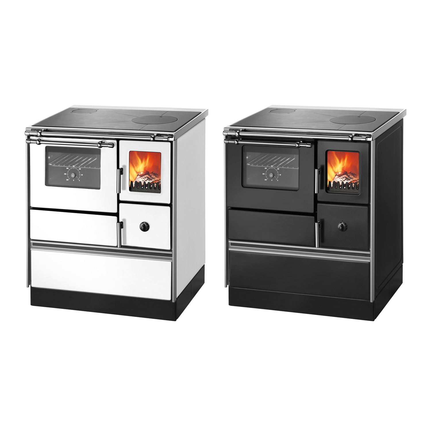 Wamsler K 176 F/A 70 Style Küchenofen Schwarz, Stahlkochfläche, Backfach links