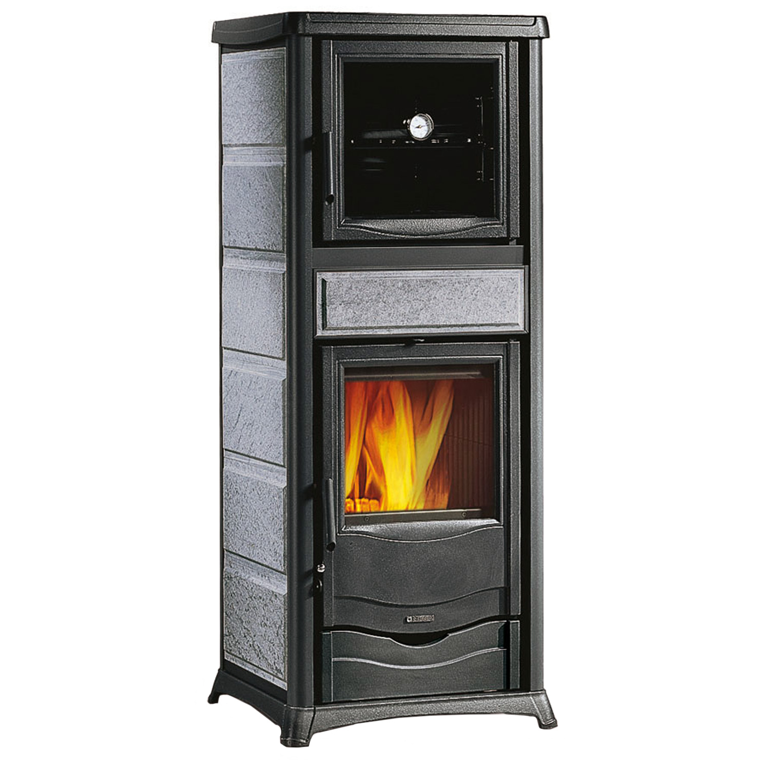 La Nordica Termorossella Plus Forno DSA 4.0 Wasserführender Kaminofen Speckstein Komplett-Set + Solarthermie-Set 4 (15,17 m²) + Hygienespeicher SHS 900 + 1 SWT