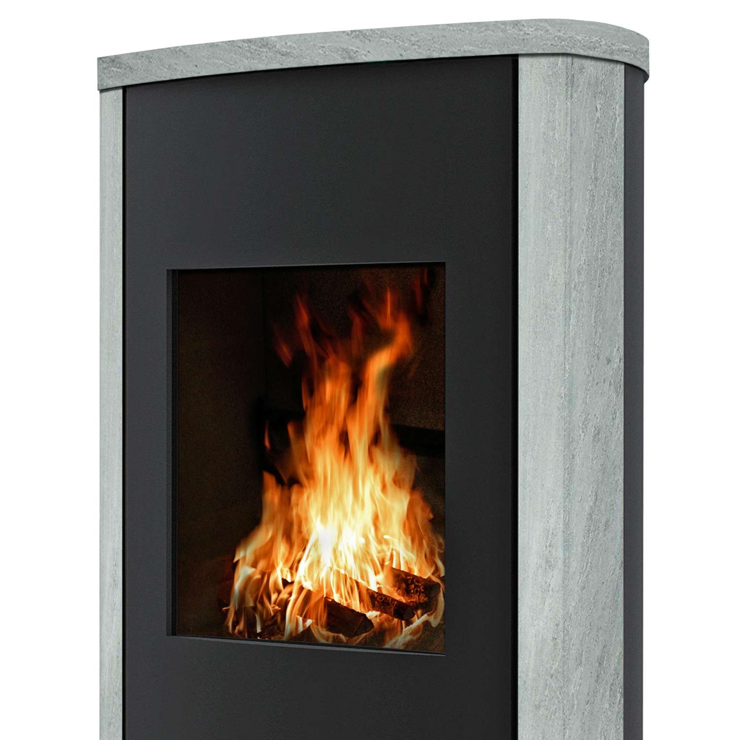 Wamsler Nevada Kaminofen Stahl schwarz/ Naturstein