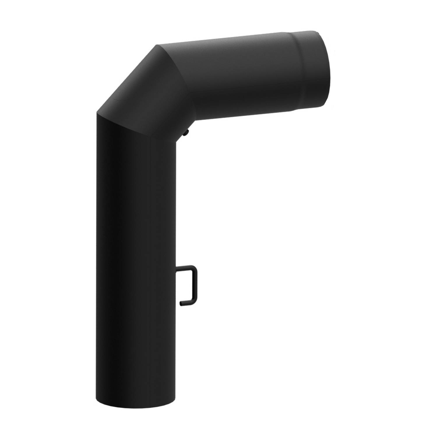 Raik Lifestyle Winkelbogen Durchmesser 150/90° 2,00mm 3-tlg 700/450 mit eingelegter Tür, mit DKL schwarz für Rauchrohr/ Ofenrohr