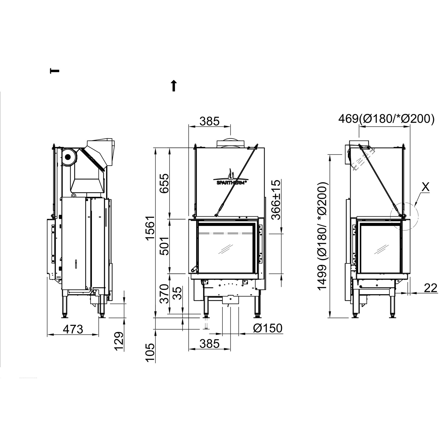 Spartherm Premium V-2L-55h Kamineinsatz 200 mm