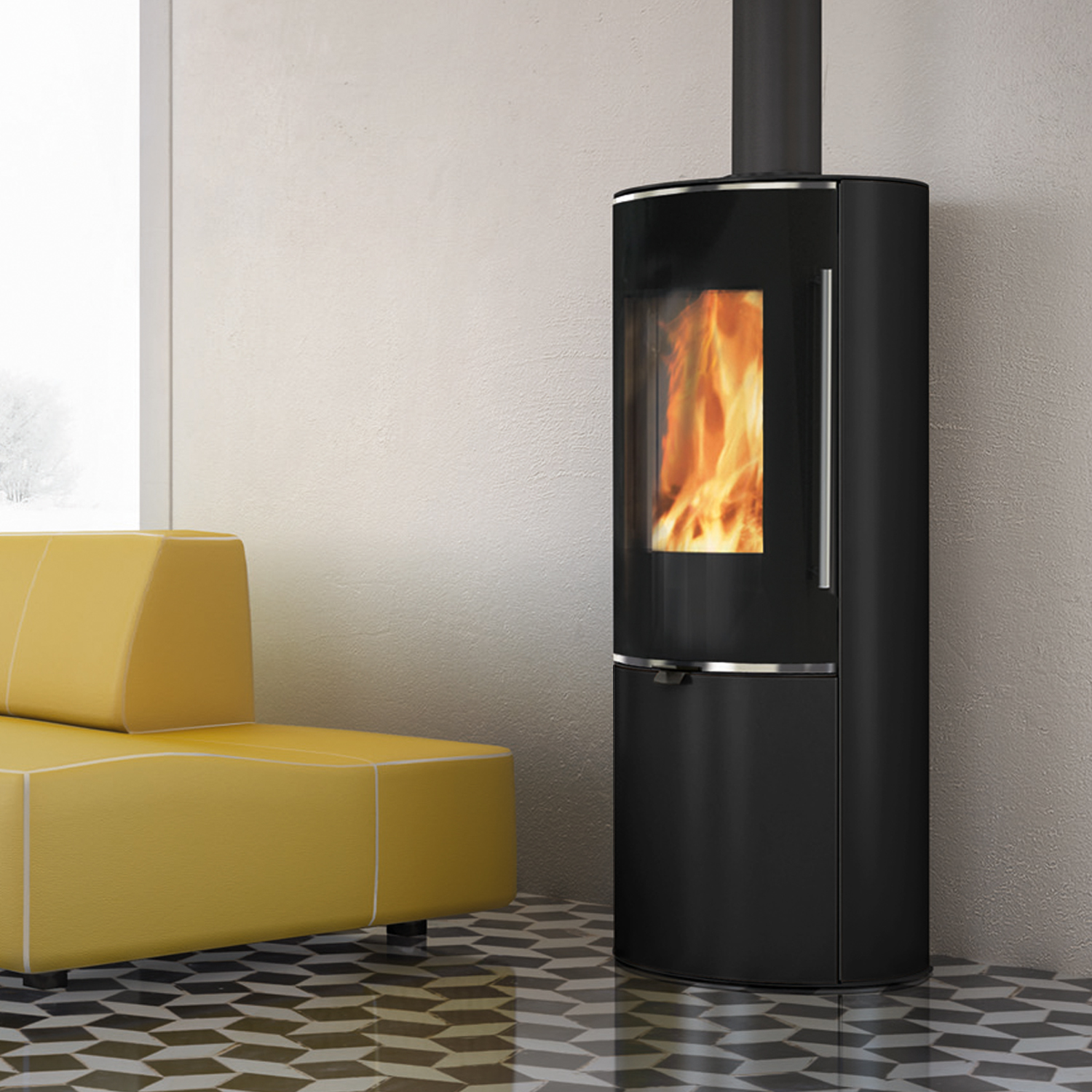 Edilkamin Tally 8 Up Kaminofen Stahl Schwarz