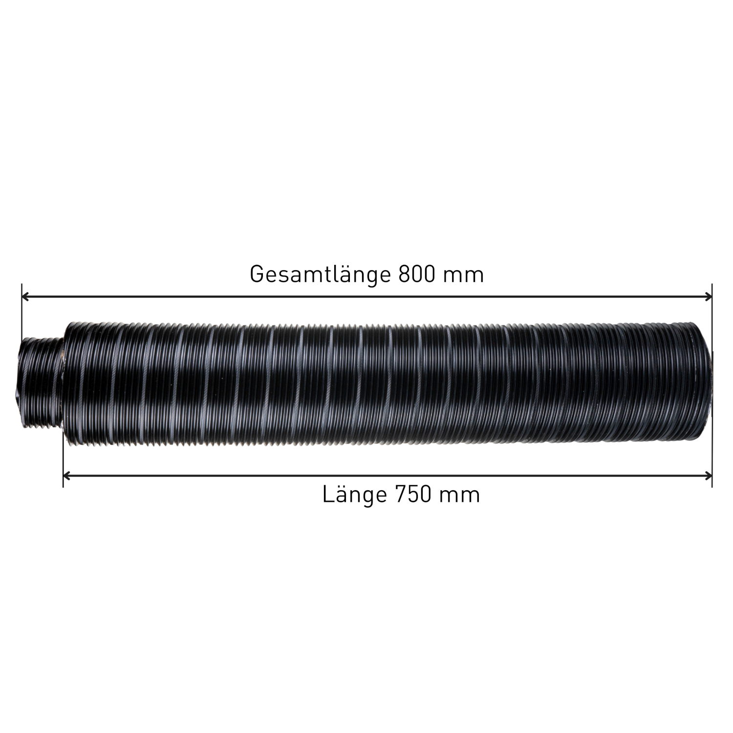 Therm Flex Aluflexrohr isoliert schwarz Ø 100 mm Länge 0,75 m, für Außenluft-Anschluss