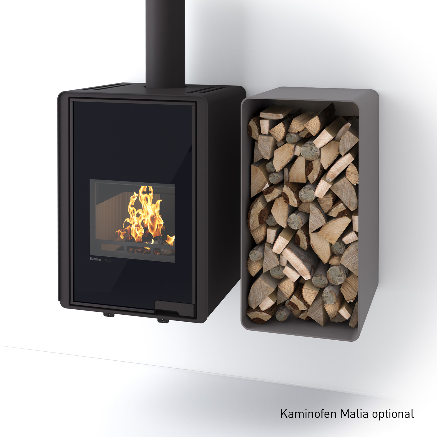 HS Flamingo Deluxe 1 Holzregal Grau