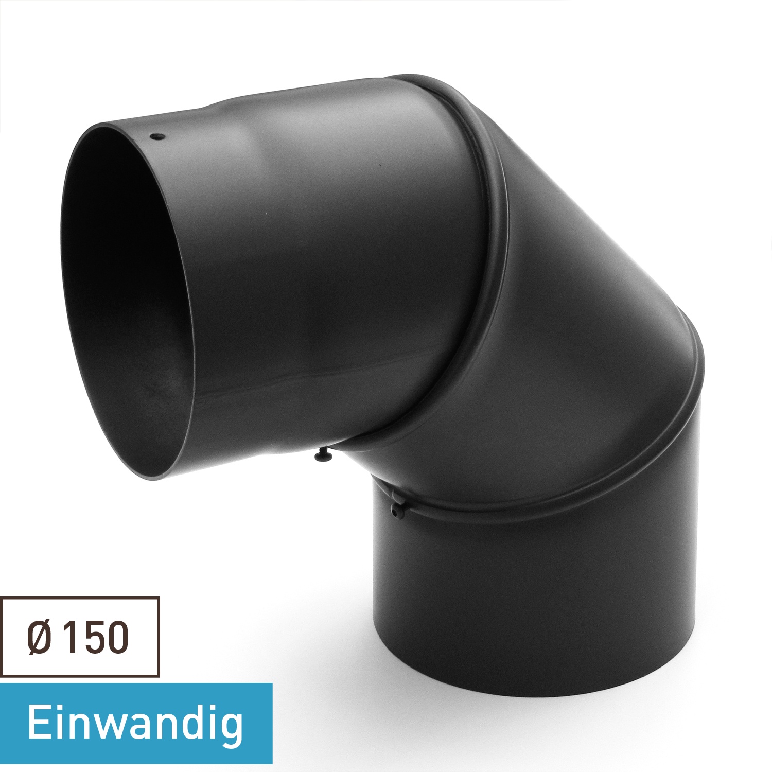 Raik Basic Rauchrohrbogen 150mm schwarz 0-90° ohne Tür für Rauchrohr / Ofenrohr