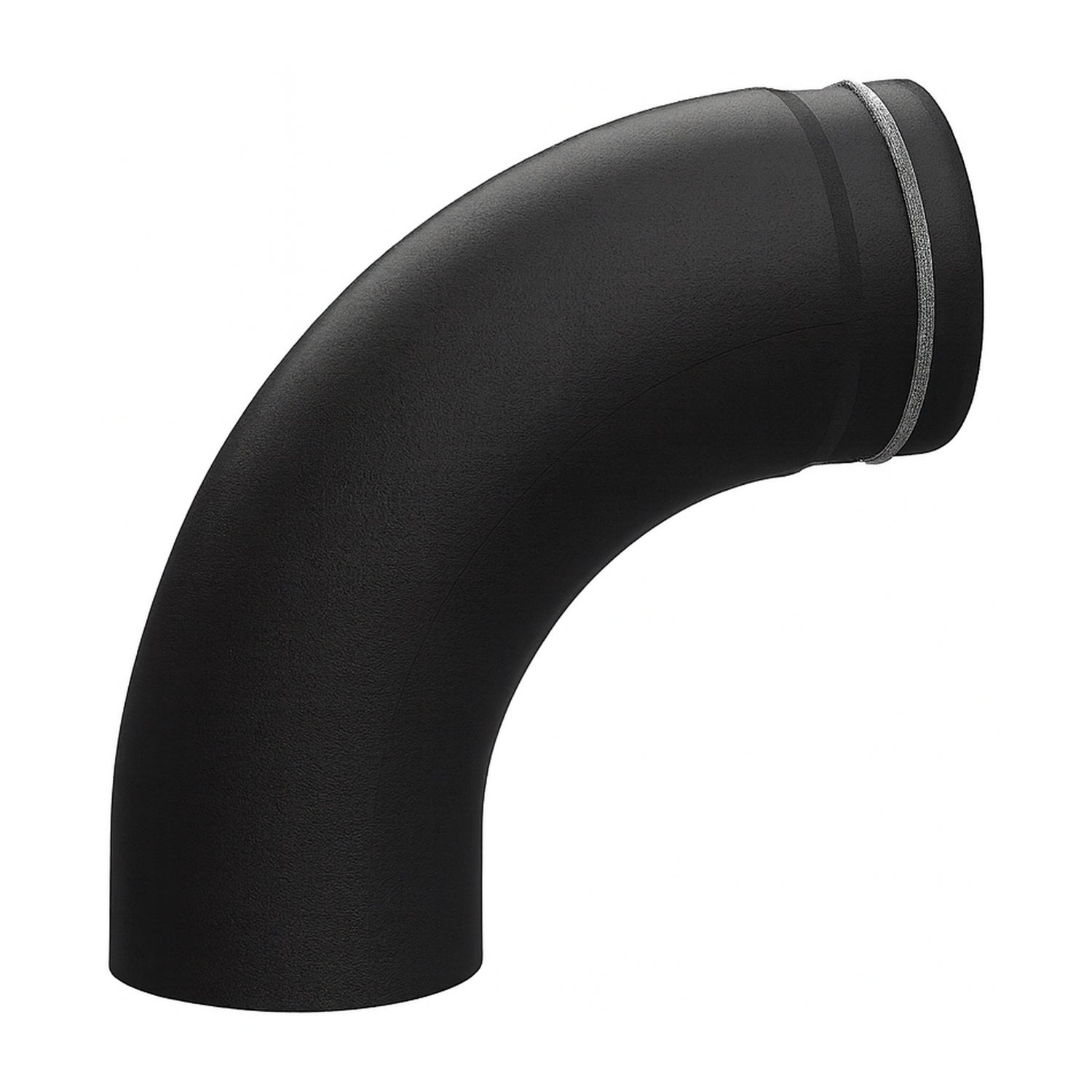 Raik Lifestyle Bogen Durchmesser 150/90° 2,00mm eingezogen glatt mit Dichtung schwarz für Rauchrohr/ Ofenrohr
