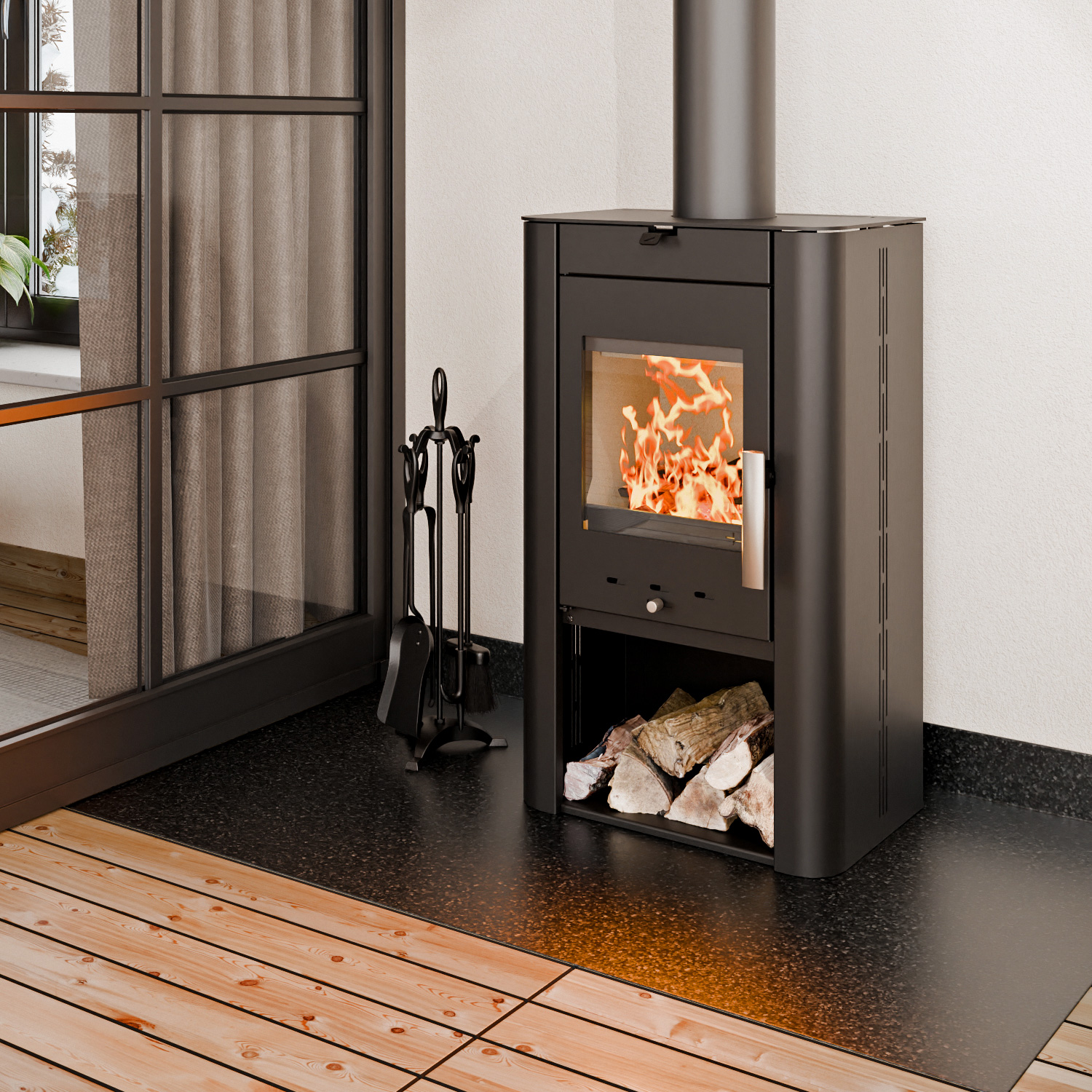 Haas+Sohn Prunus II Kaminofen perl-schwarz