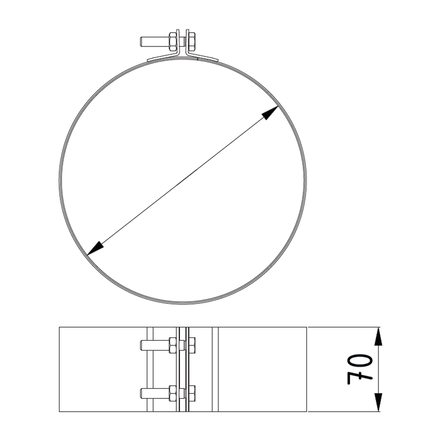 Raik Rohrschelle Bride LS DUO Durchmesser 130mm eingezogen mit Dichtung schwarz