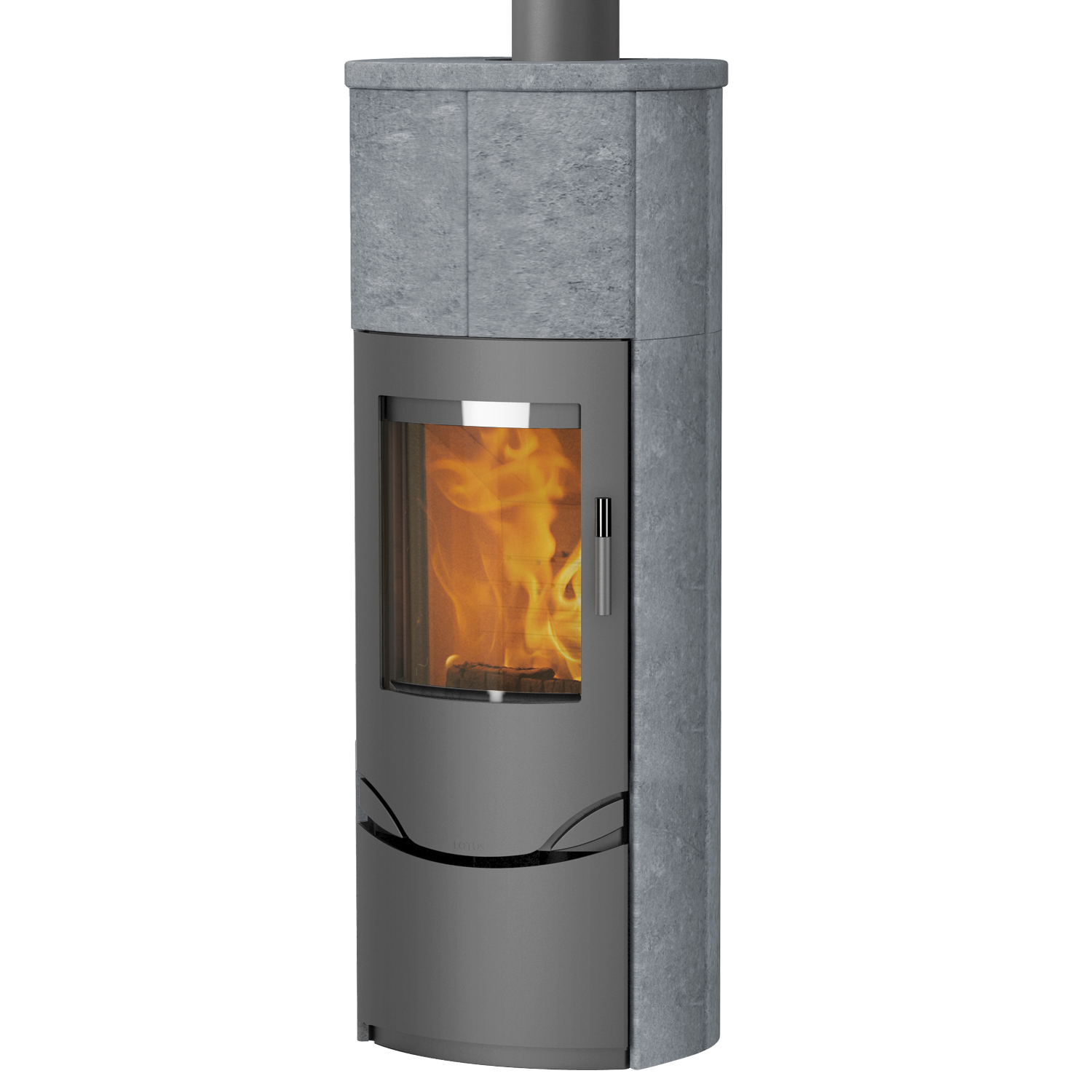 Lotus Prio M Kaminofen Grau/ Speckstein, Rauchabgang oben