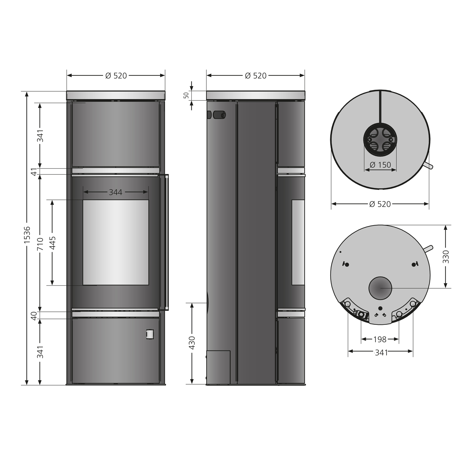 Oranier Arena Aqua 2.0 wasserführender Kaminofen Stahl Schwarz mit Abdeckplatte Glas
