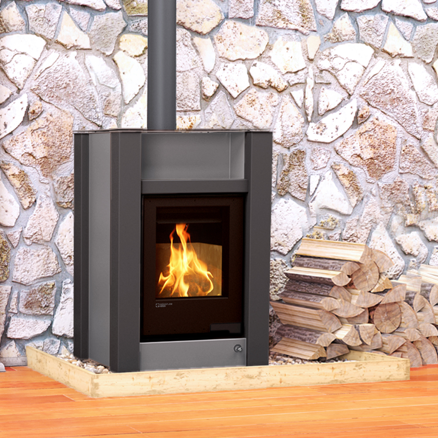 Aquaflam Vario Lend Basic Wasserführender Kaminofen Grey 11/5 kW Aquaflam Vario Lend Basic Wasserführender Kaminofen Grey 11/5 kW