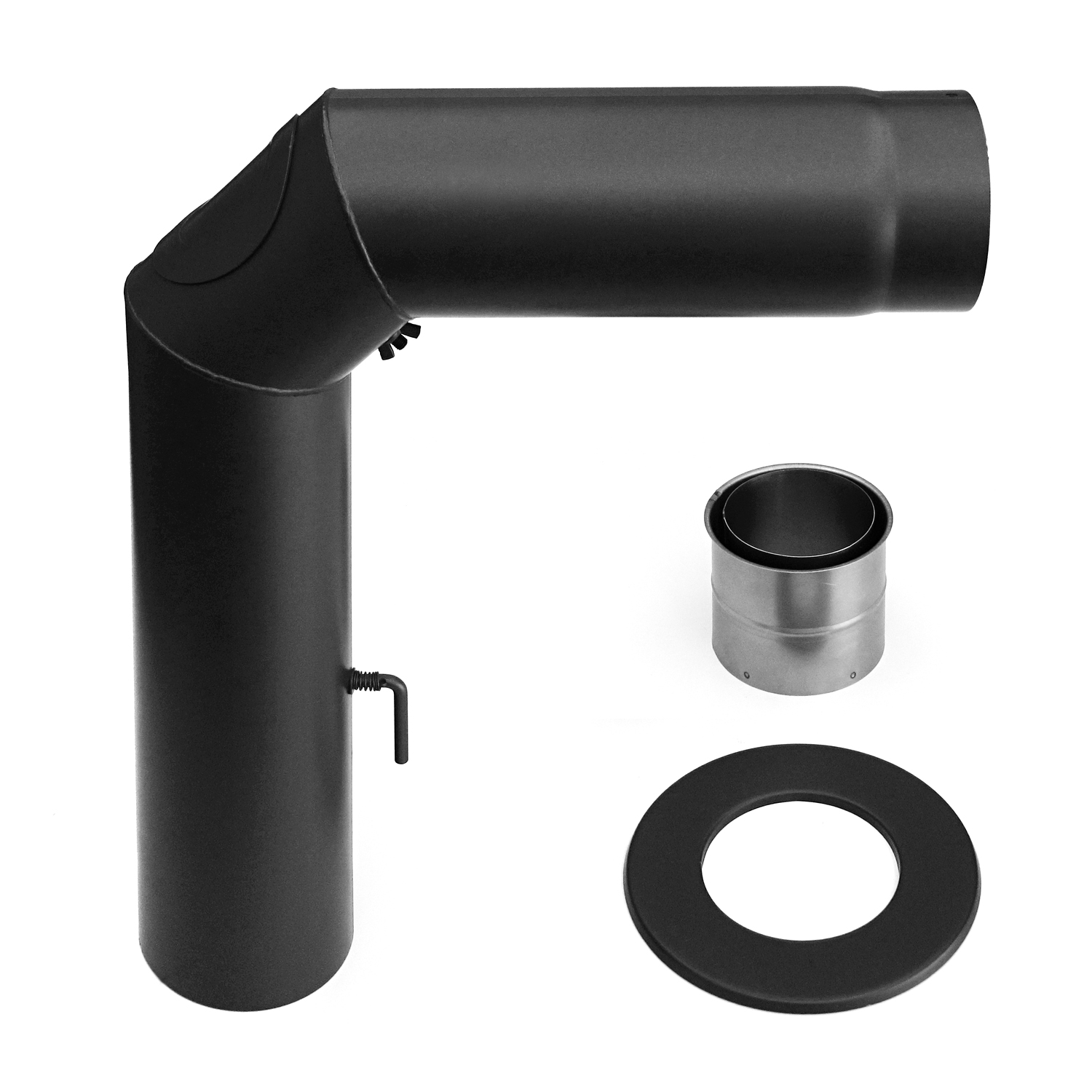 Raik Basic Rauchrohrbogen-Set 160mm schwarz geschweißt/eckig B-Ware