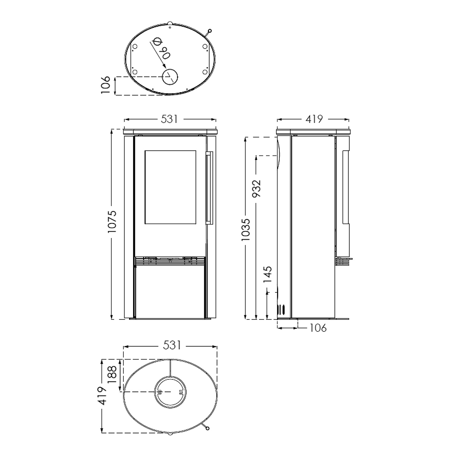 TermaTech TT21RS Black Kaminofen Stahl Schwarz / Speckstein Schwarz TermaTech TT21RS Black Kaminofen Stahl Schwarz / Speckstein Schwarz