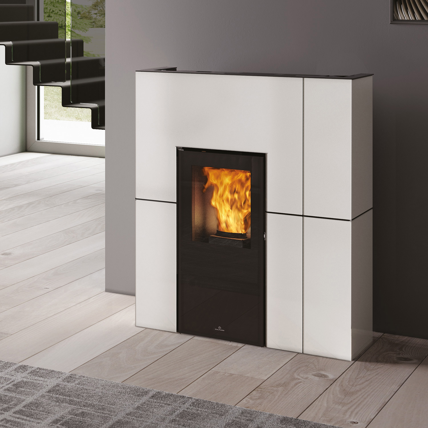 Edilkamin Blade H 15 Evo wasserführender Pelletofen Stahl Mattweiß