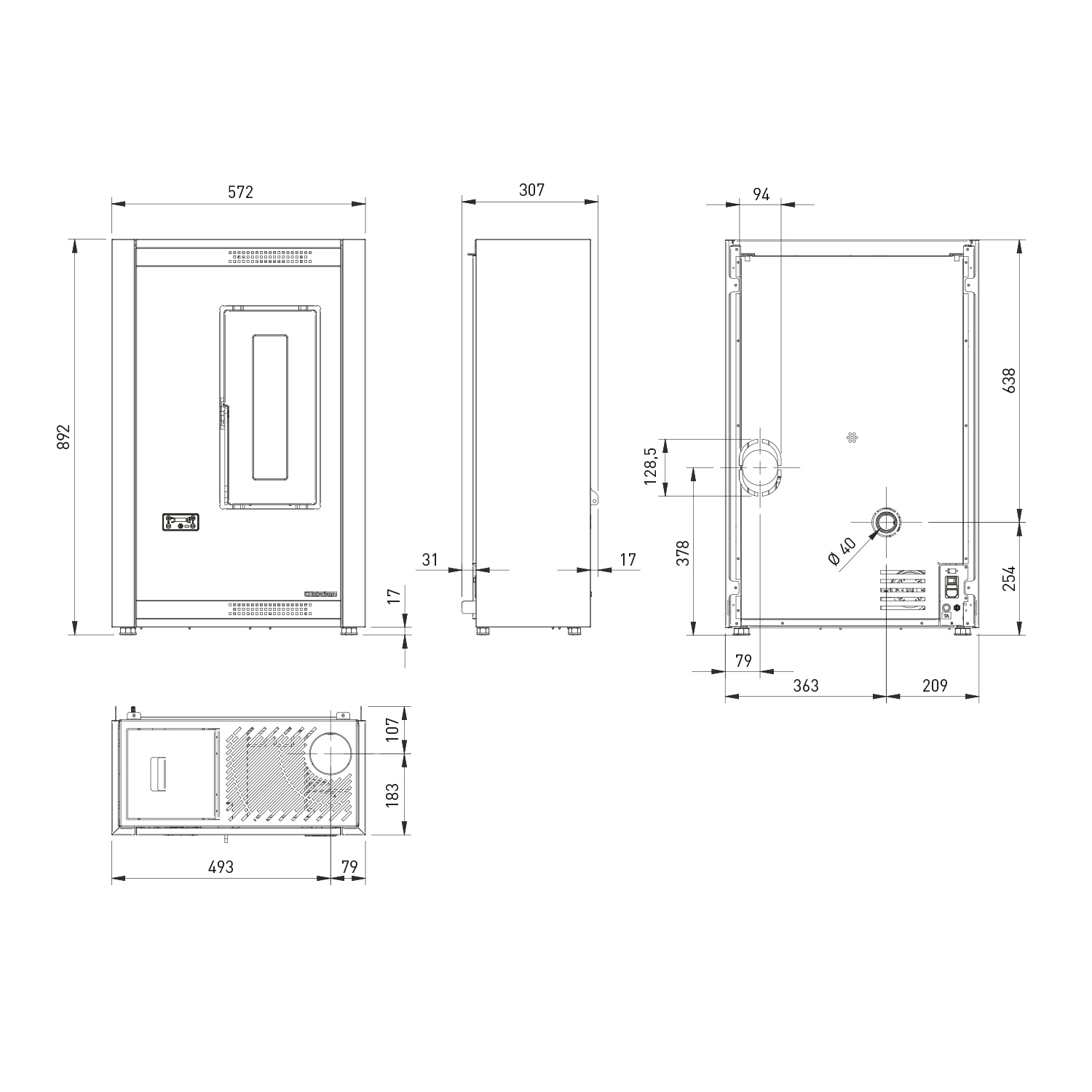 Extraflame Luisella 5.0 Pelletofen Graphitgrau